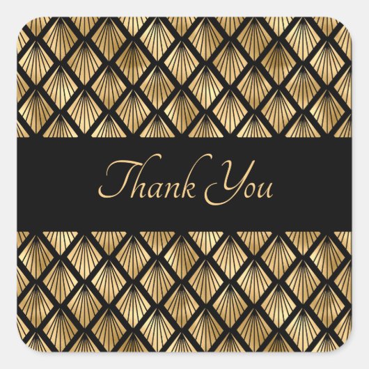 Elegant Gold en Black Art Deco Geometrische ventil Vierkante Sticker (Voorkant)