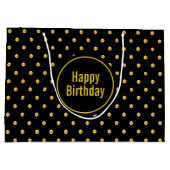 Elegant Gold en Black Birthday Groot Cadeauzakje (Achterkant)