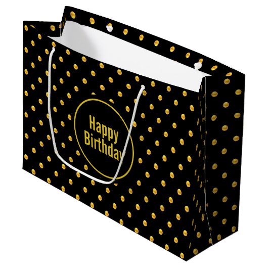 Elegant Gold en Black Birthday Groot Cadeauzakje (Voorkant Gekanteld)