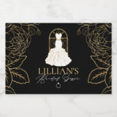 Elegant Gold en Black Bridal Dress Vrijgezellenfee Sparkling Wijnetiket (Enkel label)