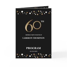 Elegant Gold en Black Confetti 60e verjaardag