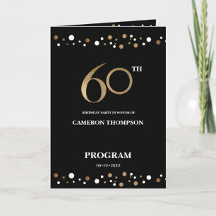 Elegant Gold en Black Confetti 60e verjaardag Programma