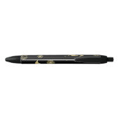 Elegant Gold en Black Flamingo Art Monogram Zwarte Inkt Pen (Achterkant)