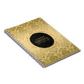 Elegant Gold en Black Floral Damaskers Notitieboek (Rechterzijde)