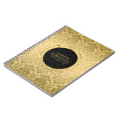 Elegant Gold en Black Floral Damaskers Notitieboek (Linkerzijde)