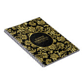 Elegant Gold en Black Floral Damaskers Notitieboek (Rechterzijde)