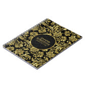 Elegant Gold en Black Floral Damaskers Notitieboek (Linkerzijde)