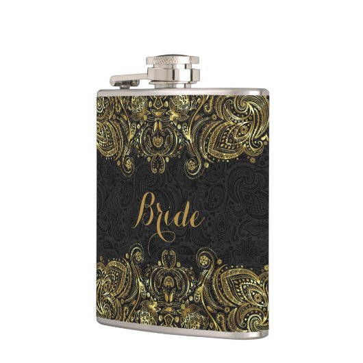 Elegant Gold en Black Floral Paisley Lace Heupfles (Links)