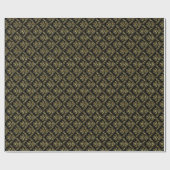 Elegant Gold en Black Floral Pattern Cadeaupapier (Vlak)