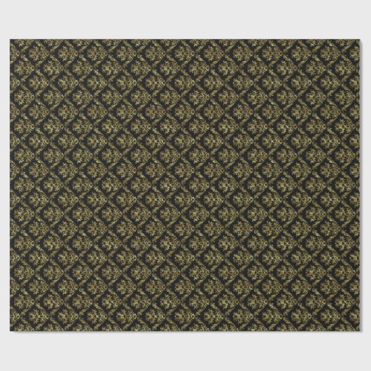 Elegant Gold en Black Floral Pattern Cadeaupapier (Vlak)