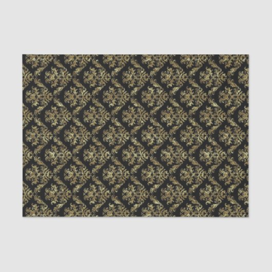 Elegant Gold en Black Floral Pattern Tissuepapier (Voorkant)