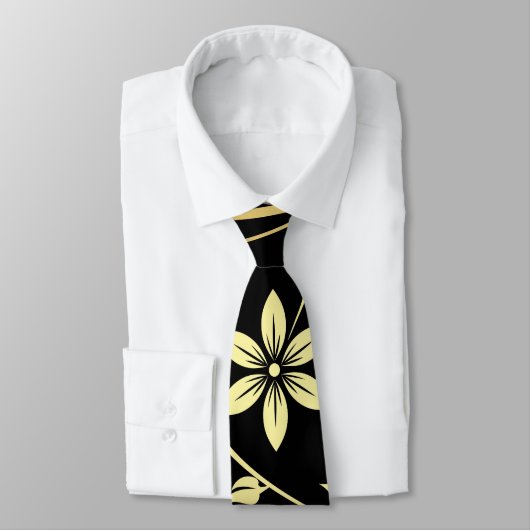 Elegant Gold en Black Floral Scroll Mannen Stropda Stropdas (Gebonden)