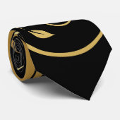 Elegant Gold en Black Floral Scroll Mannen Stropda Stropdas (Opgerold)