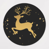 Elegant Gold en Black Glitter Rudolph Classic Labels (Design 2)