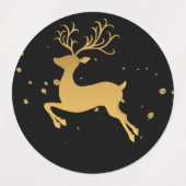 Elegant Gold en Black Glitter Rudolph Classic Labels (Design 1)