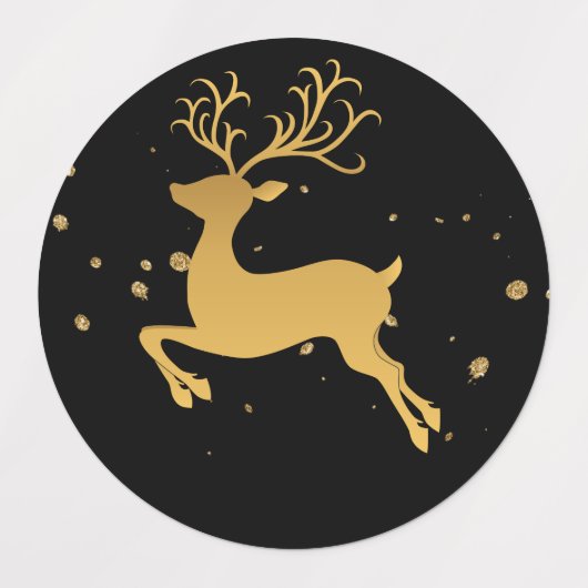 Elegant Gold en Black Glitter Rudolph Classic Labels (Design 1)