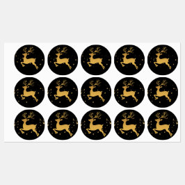 Elegant Gold en Black Glitter Rudolph Classic Labels