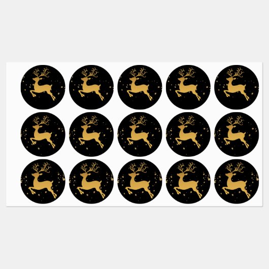 Elegant Gold en Black Glitter Rudolph Classic Labels (Vel)