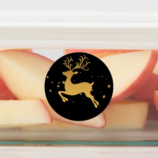 Elegant Gold en Black Glitter Rudolph Classic Labels (Aangebracht)