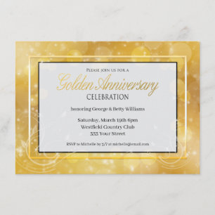 Elegant Gold en Black Golden Wedding Jubileum Kaart