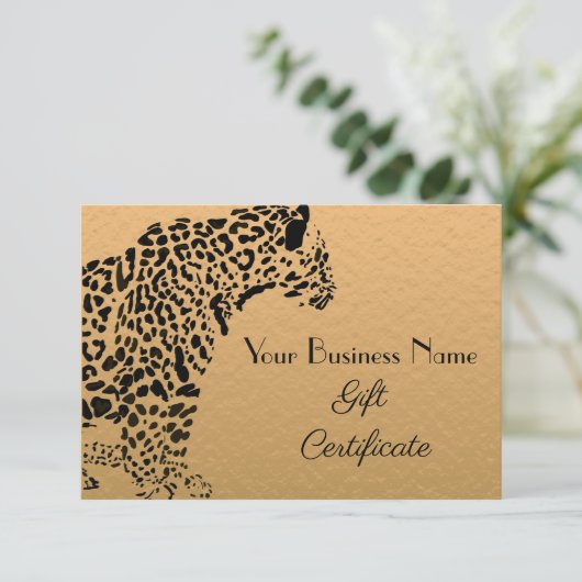 Elegant Gold en Black Jaguar Gift Certificate (Staand voorkant)