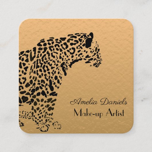 Elegant Gold en Black Jaguar Square Business Car Vierkante Visitekaartje (Voorkant)