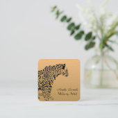 Elegant Gold en Black Jaguar Square Business Car Vierkante Visitekaartje (Staand voorkant)