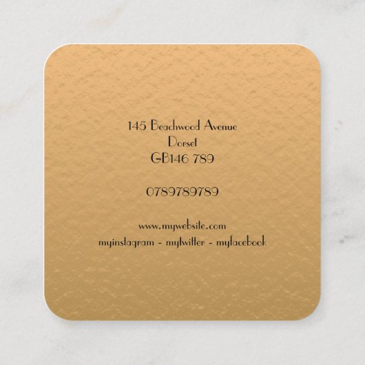 Elegant Gold en Black Jaguar Square Business Car Vierkante Visitekaartje (Achterkant)