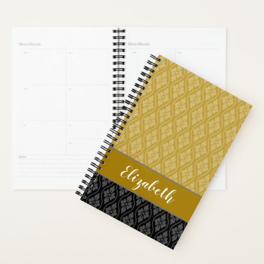 Elegant Gold en Black Japans Tatewaku Pattern Planner (Display)