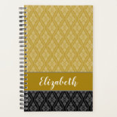 Elegant Gold en Black Japans Tatewaku Pattern Planner (Voorkant)