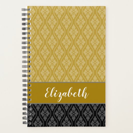 Elegant Gold en Black Japans Tatewaku Pattern Planner (Voorkant)