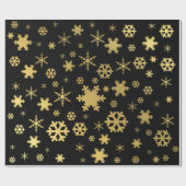 Elegant Gold- en Black-kerstsnowflake-patroon Cadeaupapier (Vlak)
