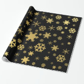 Elegant Gold- en Black-kerstsnowflake-patroon Cadeaupapier (Uitgerold)