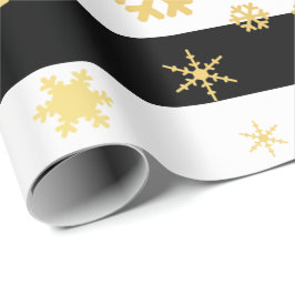 Elegant Gold- en Black-kerstsnowflake-patroon Cadeaupapier