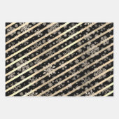 Elegant Gold- en Black-kerstsnowflake-patroon Inpakpapier Vel (Voorkant 3)