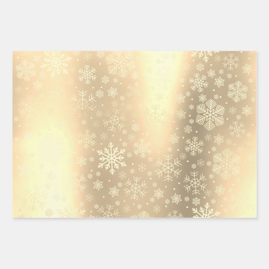 Elegant Gold- en Black-kerstsnowflake-patroon Inpakpapier Vel (Voorkant 2)