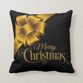 Elegant Gold en Black Merry-kerst-feestdag Kussen