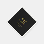Elegant Gold en Black Monogram Wedding Party Servet (Hoek)