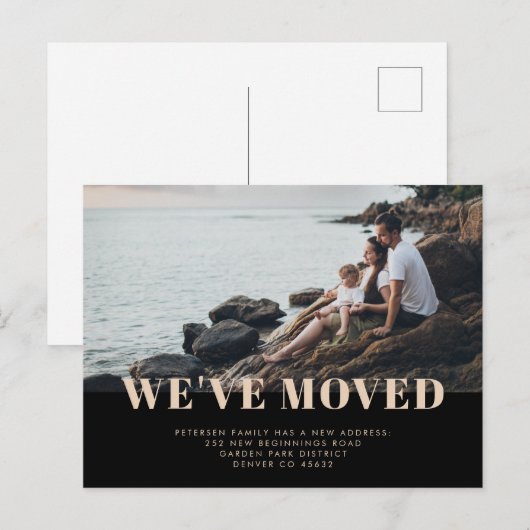 Elegant Gold en Black Photo Moving Announge Briefkaart (Voorkant / Achterkant)