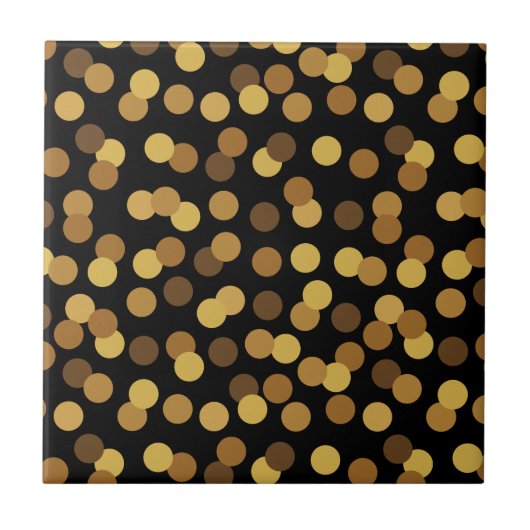 Elegant Gold en Black Polka Dots Pattern Tegeltje (Voorkant)