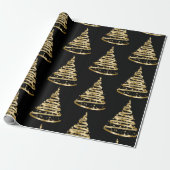 Elegant Gold en Black Ribbon-kerstmis Cadeaupapier (Uitgerold)