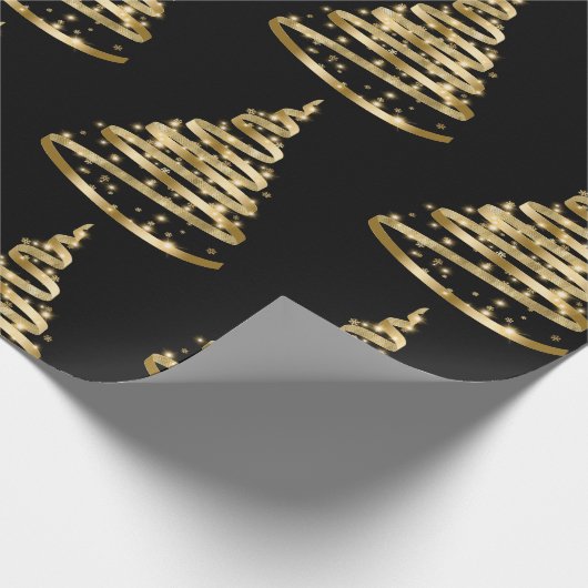Elegant Gold en Black Ribbon-kerstmis Cadeaupapier (Hoek)