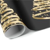 Elegant Gold en Black Ribbon-kerstmis Cadeaupapier (Rol Hoek)