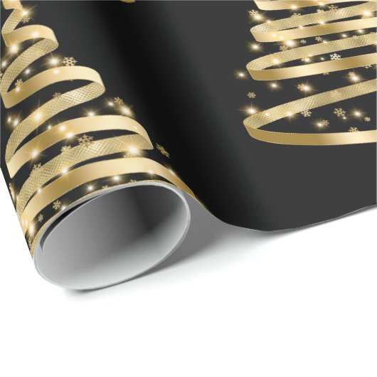 Elegant Gold en Black Ribbon-kerstmis Cadeaupapier (Rol Hoek)