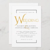 Elegant Gold en Black Scripting Religious Wedding Kaart (Voorkant / Achterkant)