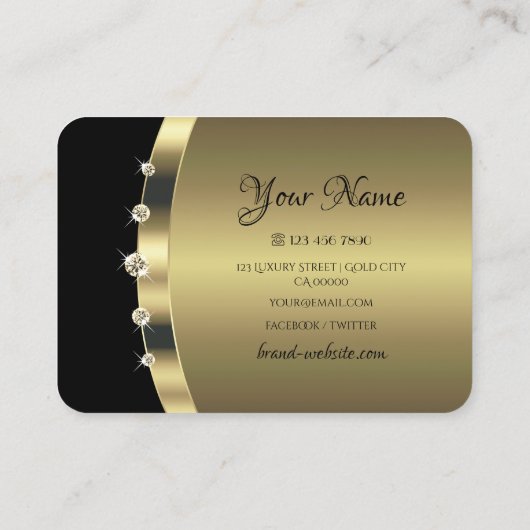Elegant Gold en Black Shimmery Jewels Rhinestones Visitekaartje (Achterkant)