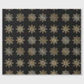 Elegant Gold en Black Snowflake-kerstpatroon Cadeaupapier (Vlak)