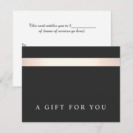 Elegant Gold- en Black Striped Cadeaucertificaat (Voorkant / Achterkant)