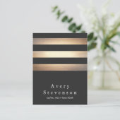 Elegant Gold en Black Striped Designer Briefkaart (Staand voorkant)
