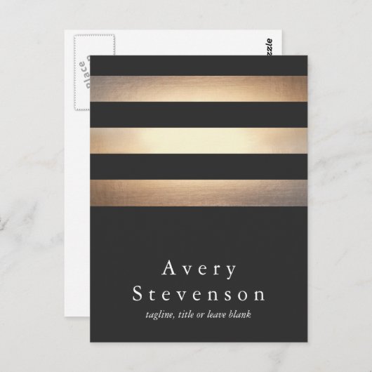 Elegant Gold en Black Striped Designer Briefkaart (Voorkant / Achterkant)
